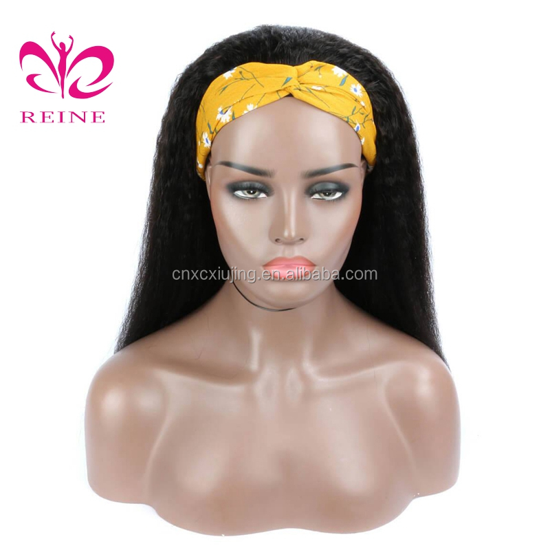 Wholesale Headband Wig Human Hair For Black Women,Remy Human Hair Headband Wig, Kinky straight double drawn human hair wigs