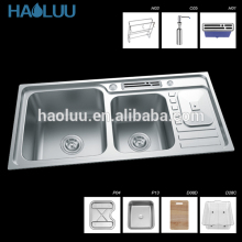 HL61520 brush double bowl american standard kitchen sink