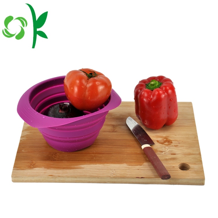 Decorative Silicone Foldable Basket for Fruits Strainer