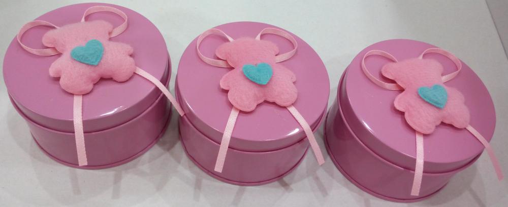 Pink Round Candy Tin Box