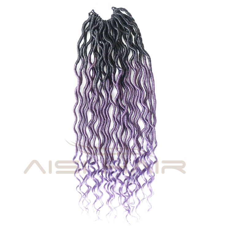 Aisi Hair Crochet Goddess Locs Hair Extensions Synthetic Faux Locs Ombre Curly Afro Crochet Braids Hairpieces