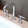 Deck Mounted Faucet 3 hole dual handle chrome brass faucet Manufactory