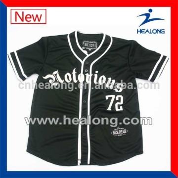 Oem Custom Stripe Embroidery Button Down Baseball Jersey