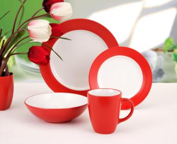 Red ceramic hot sale style tableware set