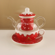 Tea Pot and Cup Set for One - Ceramic Decal Tea Serving Set