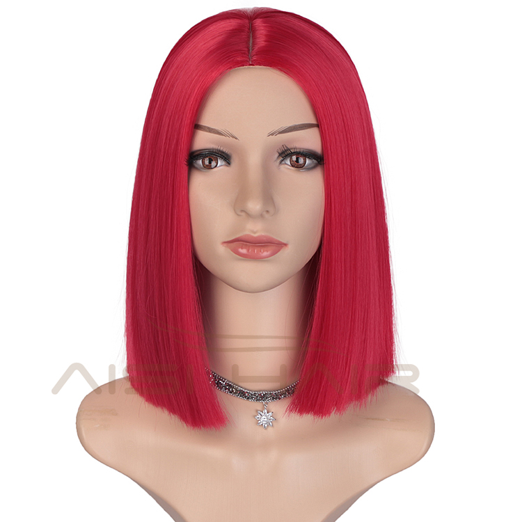 Aisi Hair Short Red Heat Resistant  Synthetic Fiber Hair Wigs For White Black Women Cosplay Wigs Straight  Bob Hairstyle Wigs