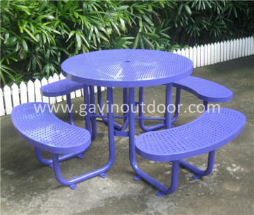 Metal outdoor picnic table outdoor table set