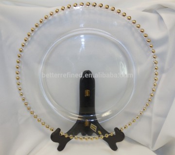 gold bead glass chargers