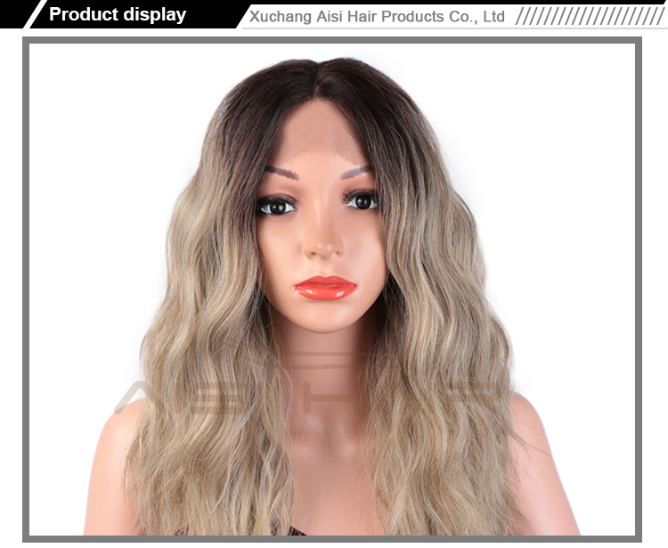 Aisi Hair Cheap Synthetic Ombre Blonde Dark Root Wig Long Wavy Lace Frontal Wig Body Wave Party Lace Front Hair Wigs For Women