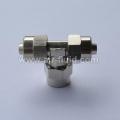 Equal Tee Connector Nickel Plated Brass Rapid Push-over Tubing Fittings