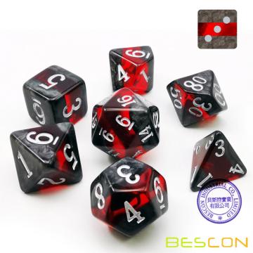 Bescon Mineral Rocks GEM VINES Polyedrische D &amp; D-Würfel 7er-Set, RPG-Rollenspiel-Würfel 7er-Set RUBIN