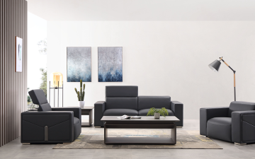 Gray High Density Foam Synthetic Leather Sofas