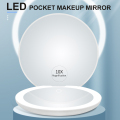 Espejo de bolsillo LED compacto recargable con luces