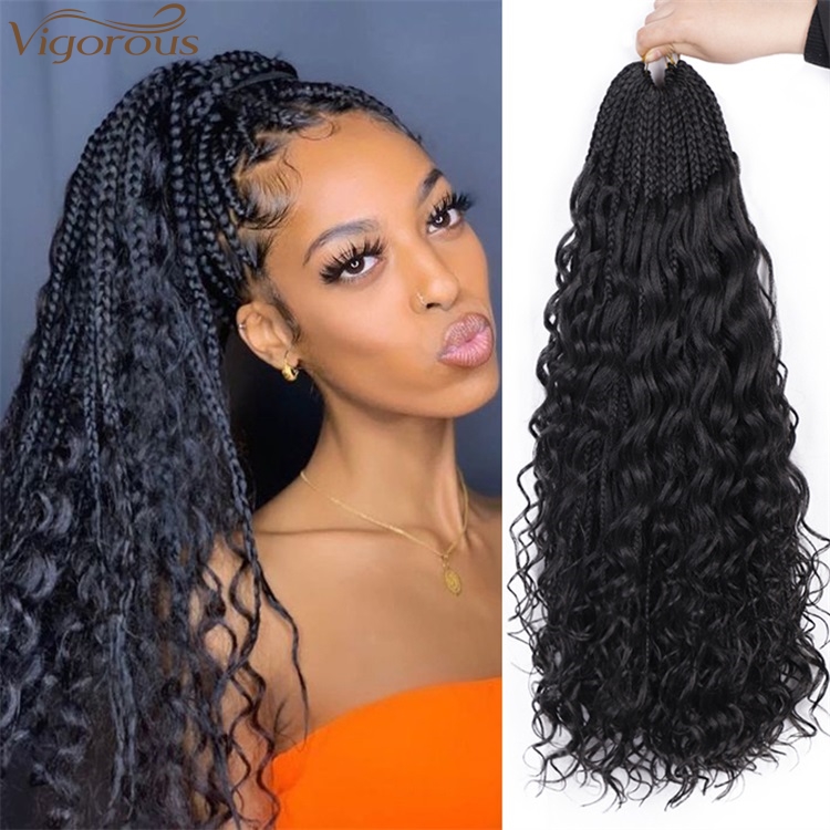 Vigorous Top Quality High Temperature Messy Goddess Box braids Synthetic Crochet Braid 18inch Braided Hair Extension For Women