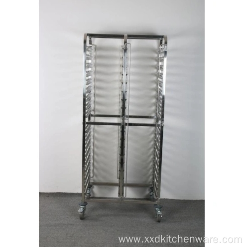  Durable stainless steel double-line tray trolley