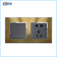 metal panel uk standard 1gang 1way switch and 5pin socket