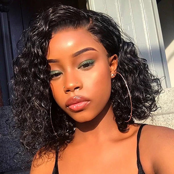 whosale Virgin Remy Hair Lace Wigs Pre Plucked 13X4 180% Density curly T Shape Middle Part HD Lace Frontal Human Hair Wigs