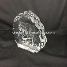 Glass trophy blanks tiger block cube glass trophy with grinding edge with flat base
