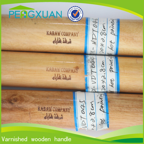 Clear laquered painted wood broom handle