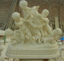 Large garden decoraion stone carvings and sculptures marble life size lively outdoor children garden statues