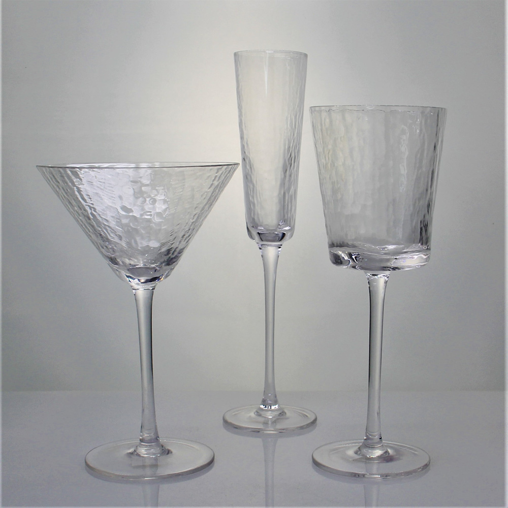 Hammer Embossed Glass Champagne Flute