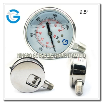 High quality stainless steel bottom connection silicone oil filled pressure gauges