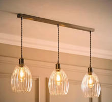 Ribbed Glass 3 Drop Diner Ceiling Light