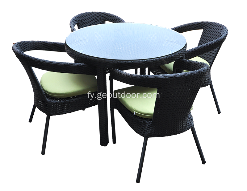 Outdoor Brushed Aluminium UV Wicker Dining Set