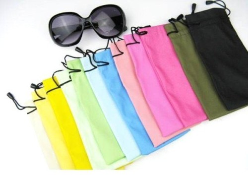 Logo printed sungalsses drawstring pouch