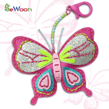 Kids DIY Art Craft PU Leather Artificial Leather Keychain