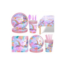 Mermaid Party Supplies: 141pcs Decoration Set & Disposable Tableware Collection
