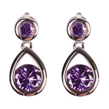 Zirconia hoop earrings, rhodium plating