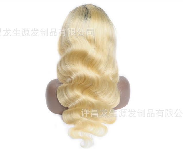 1B 613 Full Lace Wig Human Hair Body Wave, Transparent Lace Colour Remy #613 Blonde 100% Virgin Human Hair Full Lace Wigs