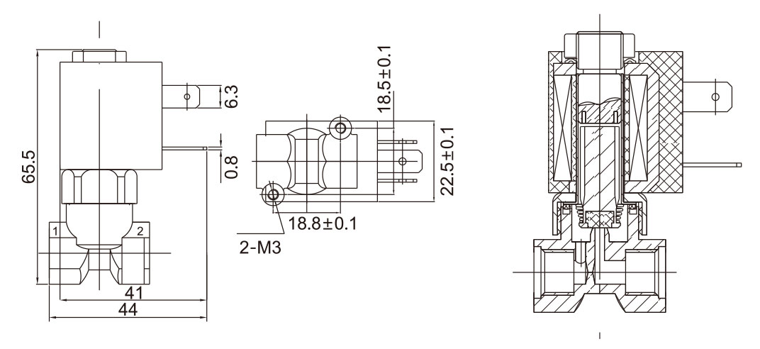 Dimension of 5515-08 Normally Closed Electrical Valve: