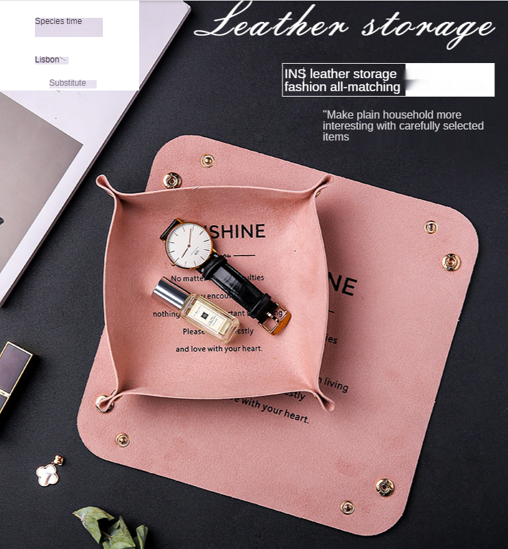 2021 Wholesale  Ready Stock Leather Double-deck Dice Tray Jewelry Tray for Key Coin Change Phone Wallet