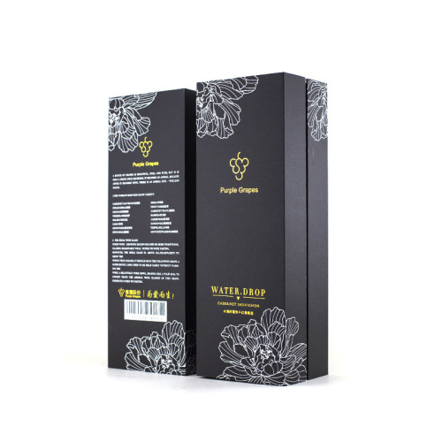 Embalaje de botella de lujo Caja de vino negro mate magnético