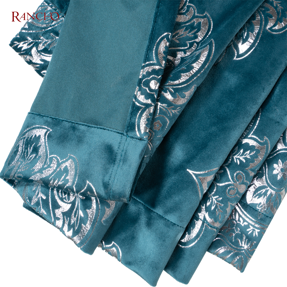 Velvet Curtain Foil Printed And Elegance Solid Color Window Curtains For Living Rooms