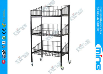 Black Powder Coasted Wire Display Rack , 3 Basket Display Stand For Snacks