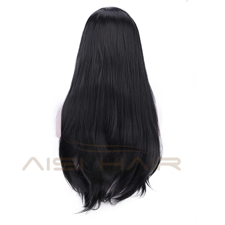 Aisi Hair Heat Resistant Synthetic Fiber Lace Front Long Straight Wig Natural Black Lace Front Soft Straight Long Wigs for Women