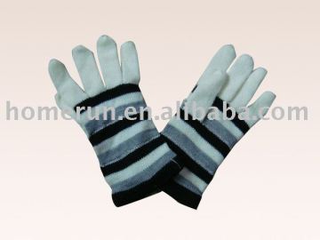 stripe glove/winter glove/knitted glove/ladies' glove