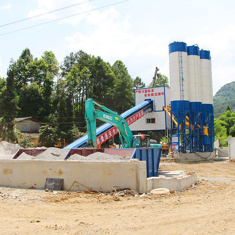 HZS60 stationary low cost concrete batching plant