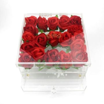 Acrylic Real Rose Storage Case Flower Display Box