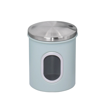 Light Blue Carbon Steel Canister with Window