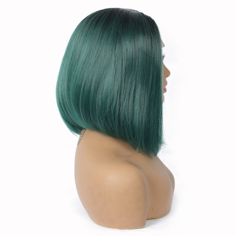 HD lace front lime green synthetic synthetic hight fiber wigs,short hair frontal free shipinging synthetic bob wigs