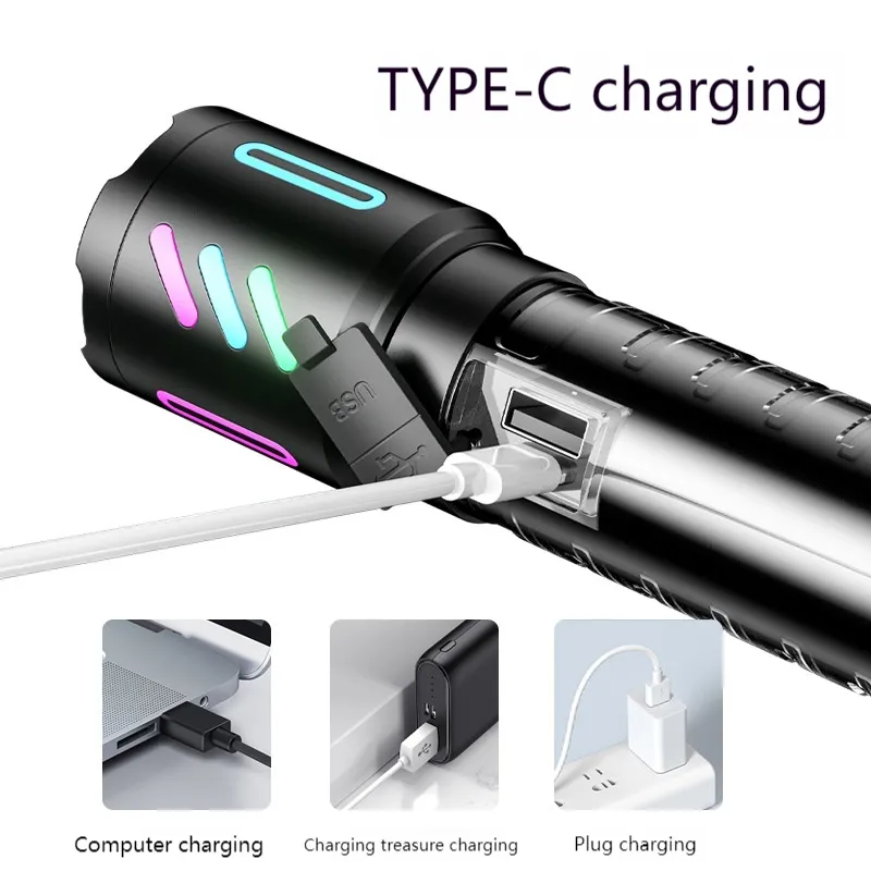 5-Mode Tactical LED Handheld Flashlight with Adjustable Focus
