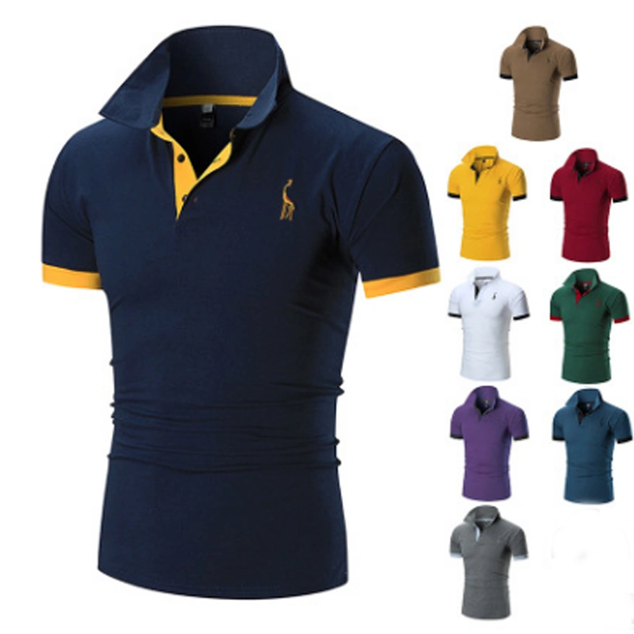 Men's Short Sleeve Polo Shirts Giraffe Contrasting Colors Golf Tennis T-Shirt