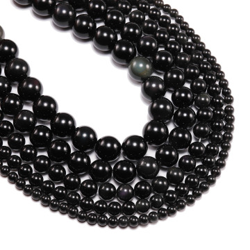 Natural Obsidian For Necklace Making Loose beads Wholesale