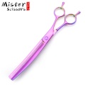 Pink Titanium Professional Pet Dog Grooming Curved Thinning Scissors