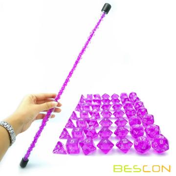 Bescon 49pcs Gem Purple Mini Polihédricos Juego de dados en tubo largo, Gem Mini Dungeons and Dragons RPG Dice 7X7pcs, Juego de palo largo