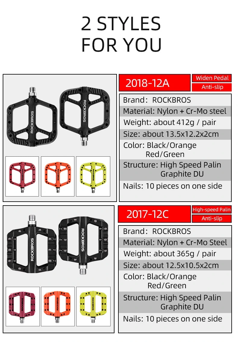 Rockbros Ultralight Seal Bearings Bicycle Bike Pedals Cycling Nylon Road BMX MTB Pedals Flat Platform Bicycle Parts Accessories